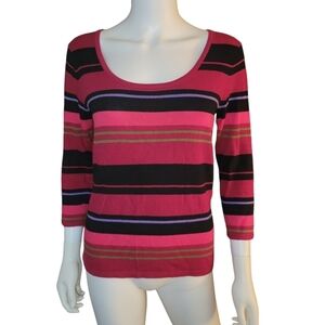 Jessi Sweater 3/4 sleeve stripes S Pink Black